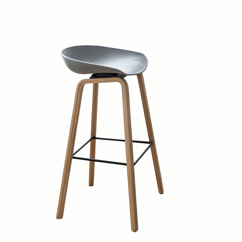 Nordic Solid Wood High Stool Fashion Plastic Bar Chair