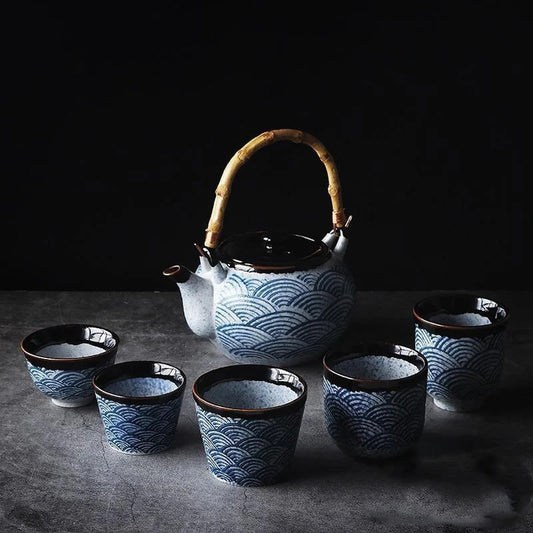 Wave ceramic hand-painted teapot