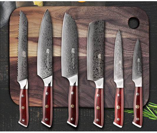 Damascus Six-piece Knife Set Chef's Special Knife
