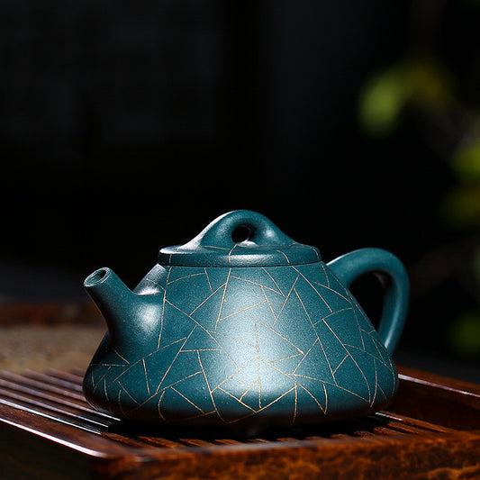 Raw ore azure clay teapot