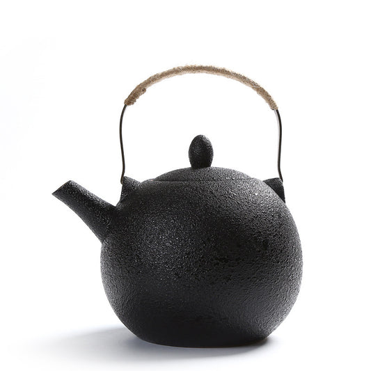 Ceramic large teapot black pottery 2 liters teapot jug