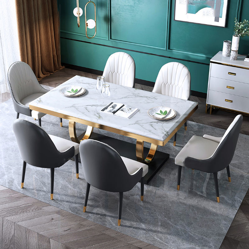 Modern Household Simple Slate Dining Table And Chair Combination