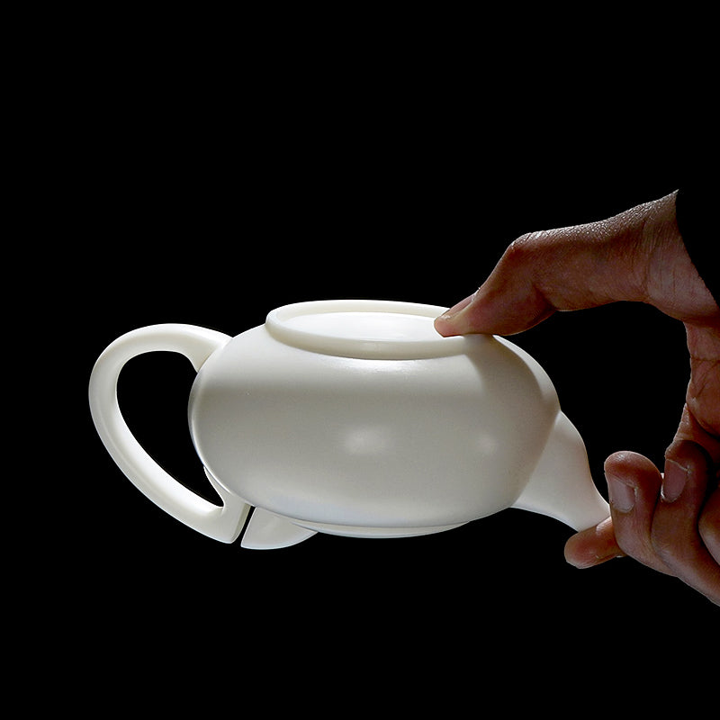 Handmade White Porcelain Kung Fu Tea Set Single Pot