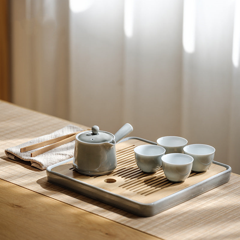 Japanese Style Smoke Ash Simple Teapot Tea Set