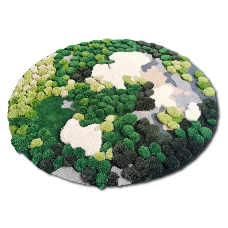 Round Moss Forest Living Room Bedroom Bed Wool Carpet