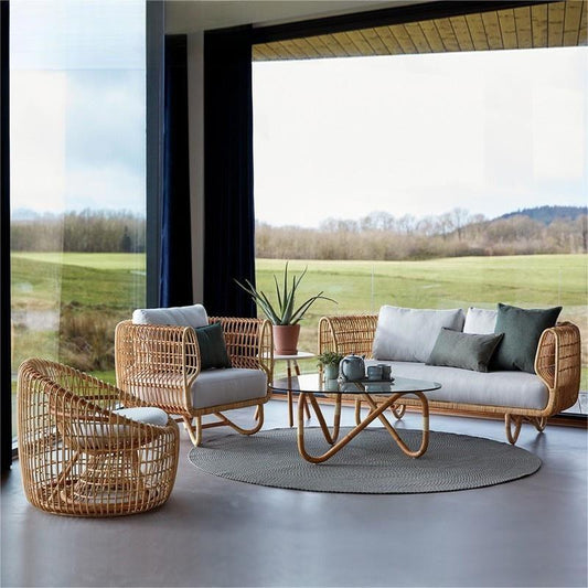 Outdoor Sofa Woven Rattan Chair Tea Table Combination