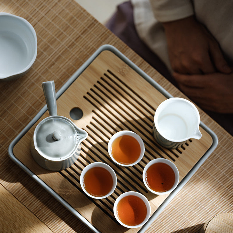 Japanese Style Smoke Ash Simple Teapot Tea Set