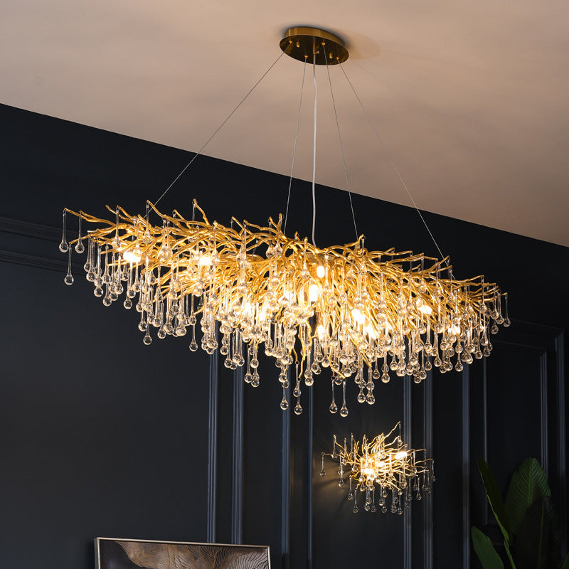 Postmodern Light Luxury Chandelier Water Drop Crystal Lamp Atmosphere