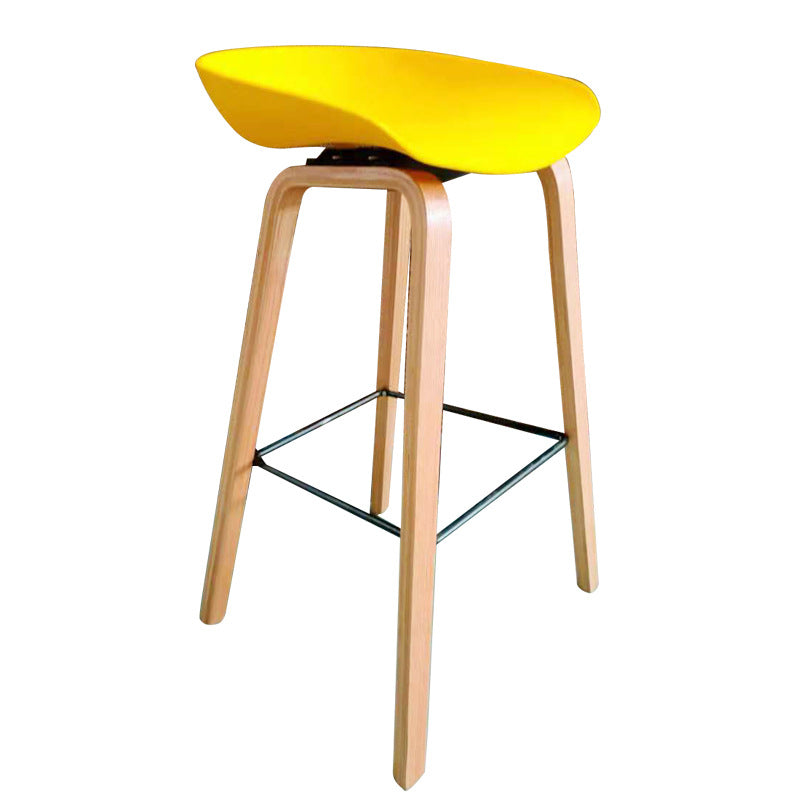 Nordic Solid Wood High Stool Fashion Plastic Bar Chair