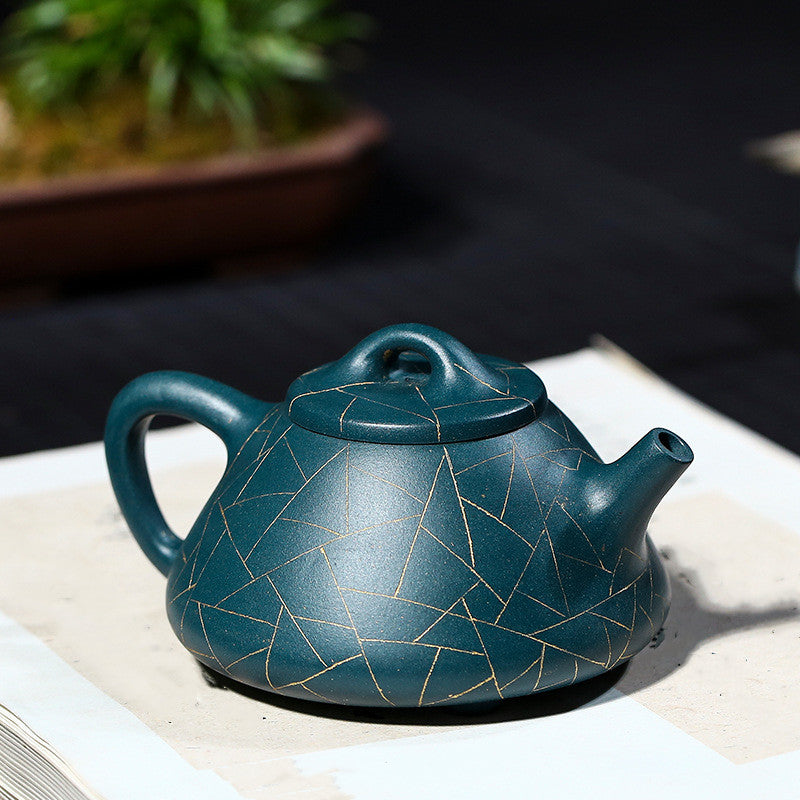 Raw ore azure clay teapot