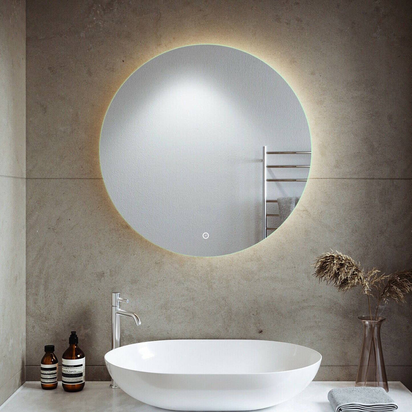 USA Stock Smart Bathroom Led Illuminated Frameless Large Mirror Round Wall Mirror