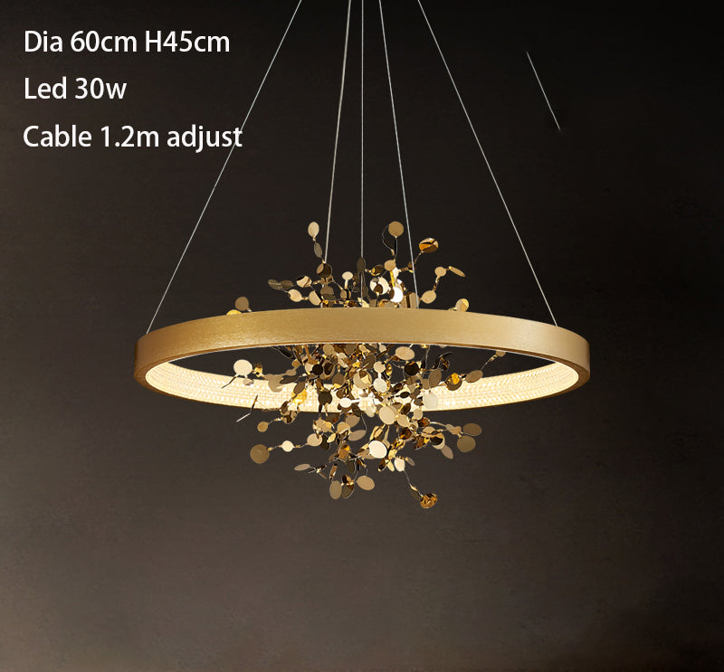 All Copper Living Room Pendant Lamp Modern Luxury Creative Circle Simple