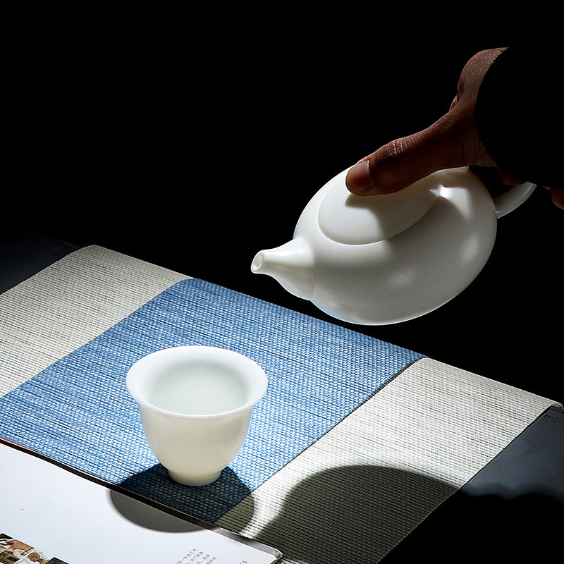 Handmade White Porcelain Kung Fu Tea Set Single Pot